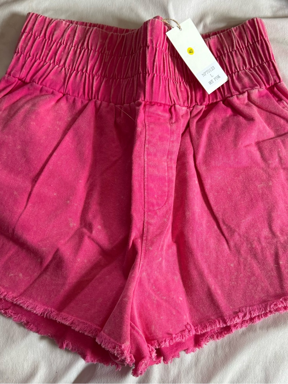 High-Rise Hot Pink Elastic Waist Shorts
